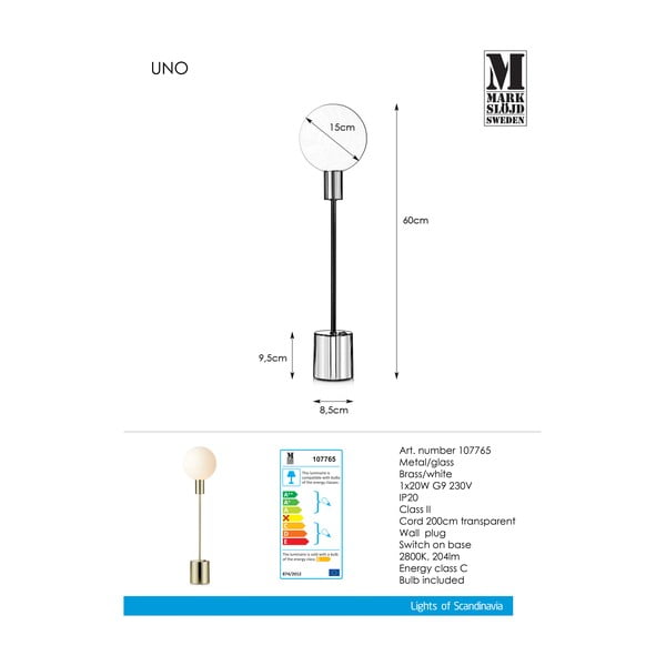 Lampada da tavolo in ottone Uno Table Brass - Markslöjd-image-2