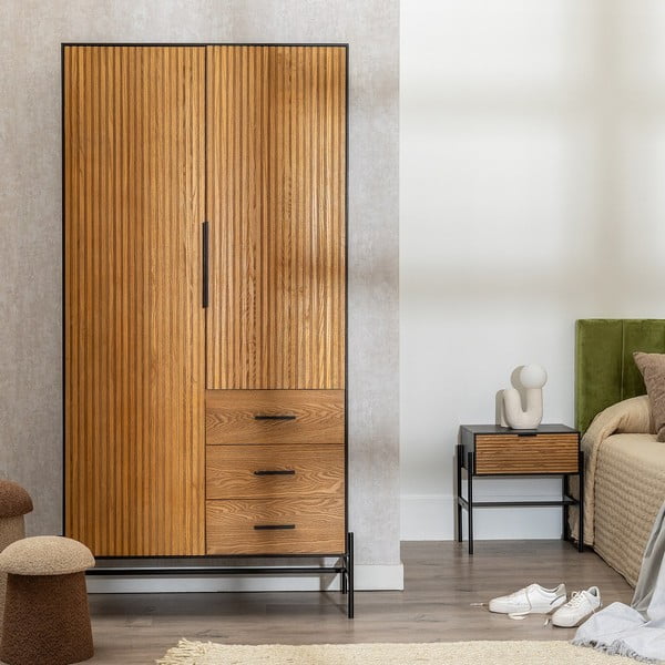 Armadio effetto frassino in colore naturale 104x203 cm - Ixia-image-1