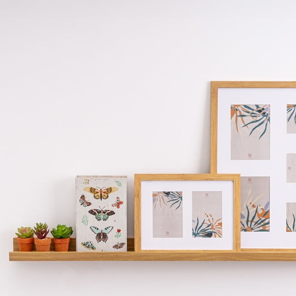 Mensola per quadri in rovere decorato in colore naturale 80 cm - Casa Selección-image-1