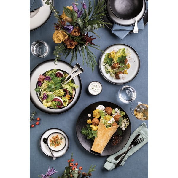 Piatto ovale in ceramica bianca e nera Caviar, 35 x 25 cm - Maxwell & Williams-image-4