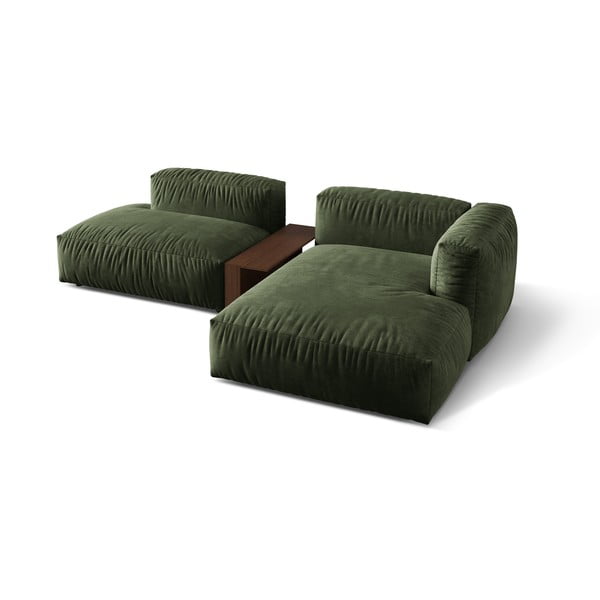 Divano angolare componibile verde (con penisola a destra/con chaise lounge) con rivestimento in velluto Martina – Micadoni -image-2