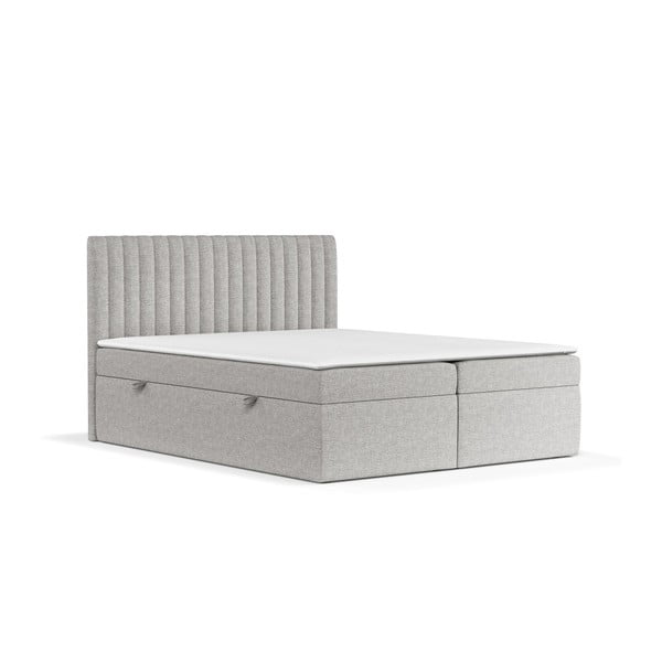 Letto boxspring grigio chiaro con contenitore 160x200 cm Spencer - Maison de Rêve