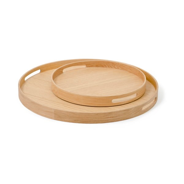 Vassoio rotondo in legno di quercia, ø 30,8 cm Busboy - Wireworks-image-2