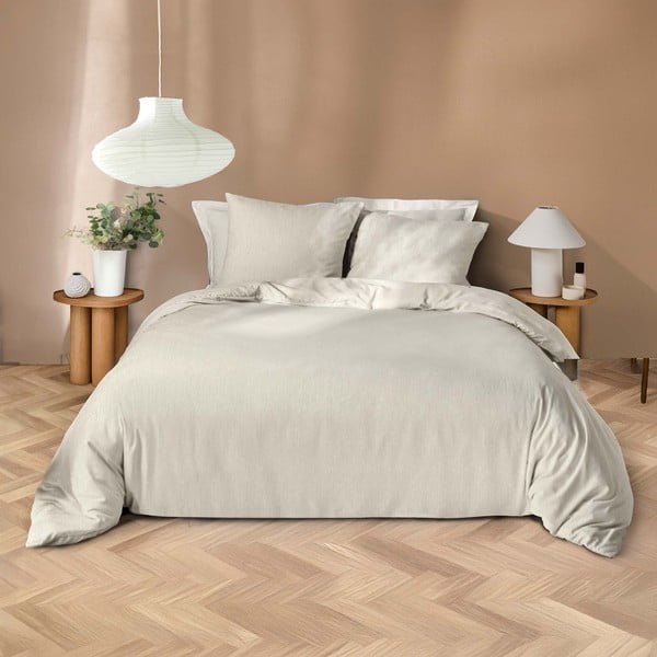 Set copripiumino e federa beige in microfibra per letto matrimoniale ed esteso 240x220 cm Azura – douceur d'intérieur