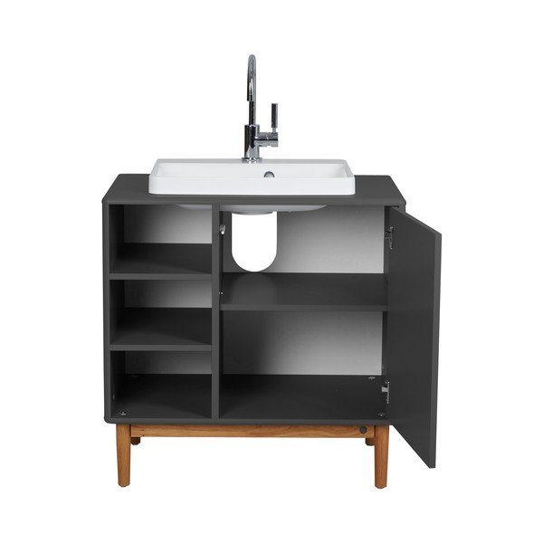 Mobile grigio scuro con lavabo senza miscelatore 80x62 cm Color Bath - Tom Tailor-image-3