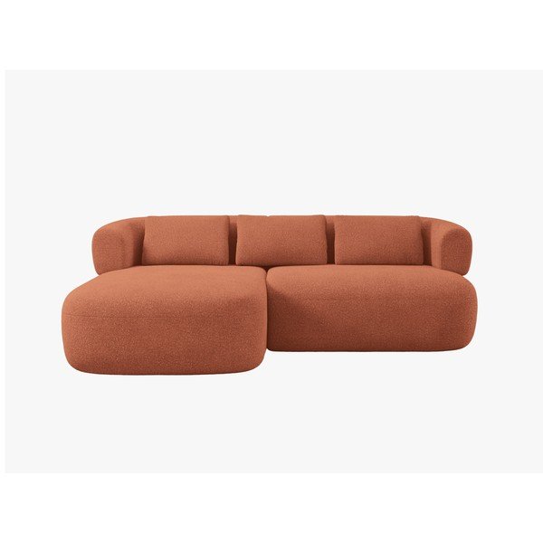 Divano angolare color terracotta (con penisola a sinistra/con chaise lounge) con rivestimento in bouclé Jenny – Micadoni -image-1