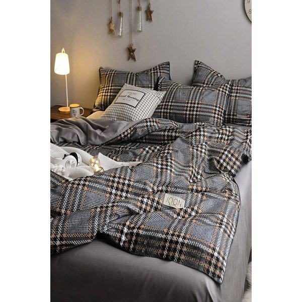 Biancheria da letto singola/estesa in cotone grigio con lenzuolo 160x220 cm - Mila Home-image-3
