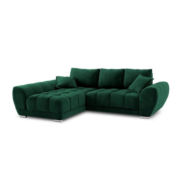 Divano letto angolare verde chiaro con rivestimento in velluto, angolo sinistro Nuage - Windsor & Co Sofas-image-2