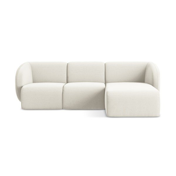 Divano angolare beige (con penisola a destra/con chaise lounge) con rivestimento in velluto Lani – Makamii
