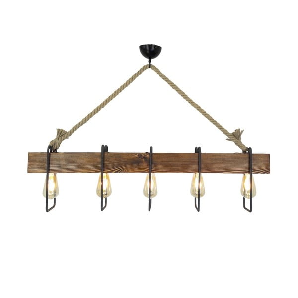Apparecchio a soffitto in legno a sospensione Demir, 5 lampadine - Opviq lights-image-1