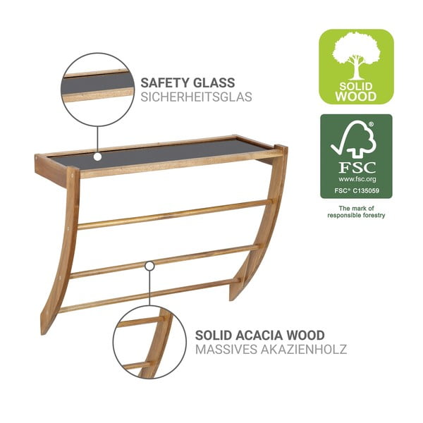 Portasciugamano da parete colore naturale scuro in legno Fondi – Wenko-image-3