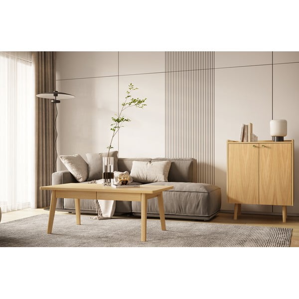 Tavolino da salotto colore naturale con effetto rovere 60x120 cm Nice – Woodman-image-1