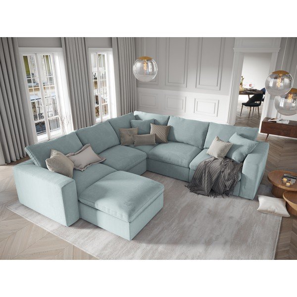 Angolo reversibile azzurro del divano modulare in velluto a coste Galaxy - Windsor & Co Sofas-image-4