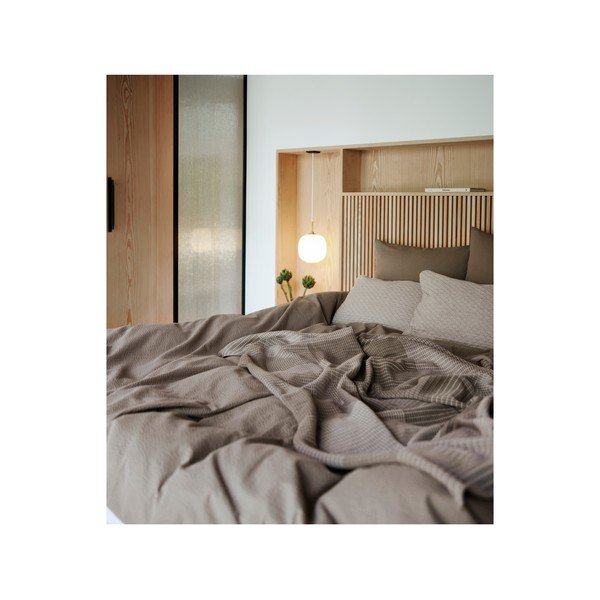 Biancheria da letto singola in cotone organico marrone 140x220 cm Wave - Södahl-image-4