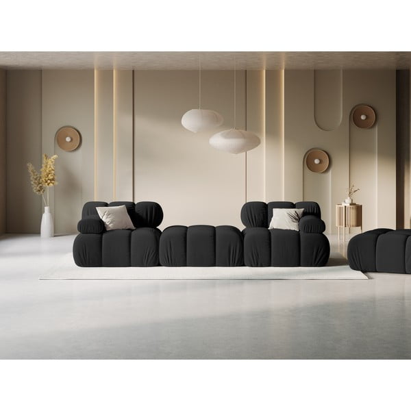 Divano angolare in velluto nero Bellis - Micadoni Home-image-1