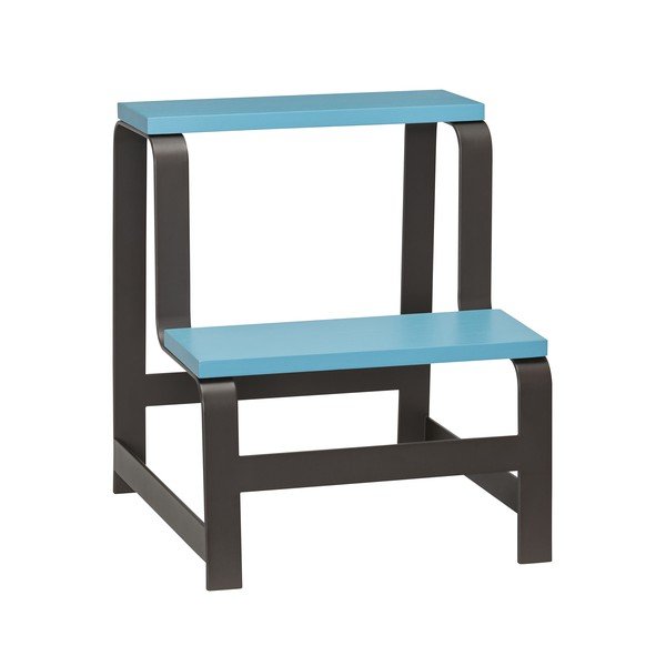 Sgabello nero/blu in rovere massiccio Step – Hübsch