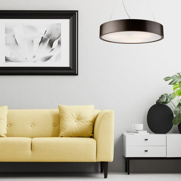 Lampada a sospensione marrone scuro con paralume in vetro ø 47 cm Eveline - LAMKUR-image-1