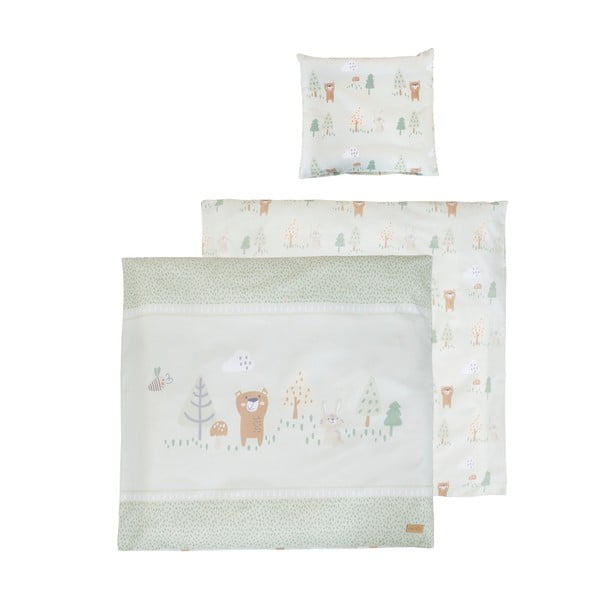 Set copripiumino e federa da bambini verde chiaro in cotone per culla 80x80 cm Woodland Buddies – Roba