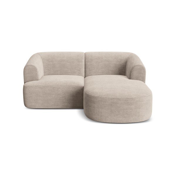 Divano angolare marrone chiaro (con penisola a destra/con chaise lounge) con rivestimento in velluto a coste Campi – Cosmopolitan Design-image-2