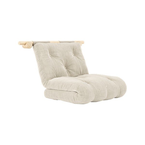 Poltrona color crema allungabile con rivestimento in velluto a coste Hooked – Karup Design