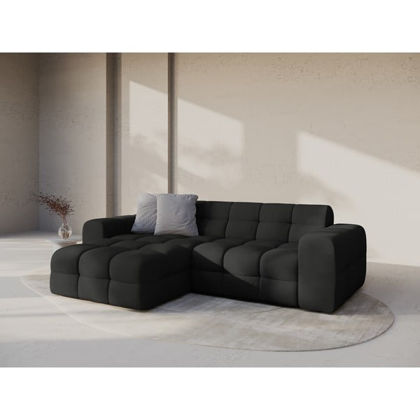 Divano angolare nero (con penisola a sinistra/con chaise lounge) Kendal – Micadoni -image-1