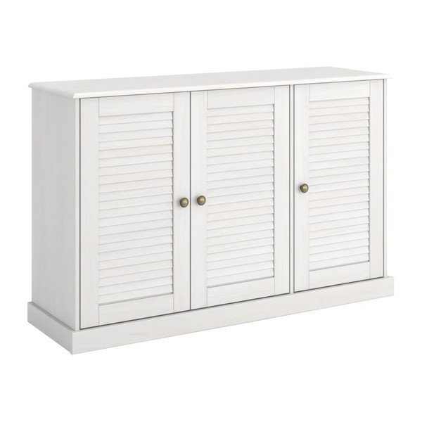 Credenza bianca in pino massiccio 125x80x38 cm Edith – Støraa-image-4