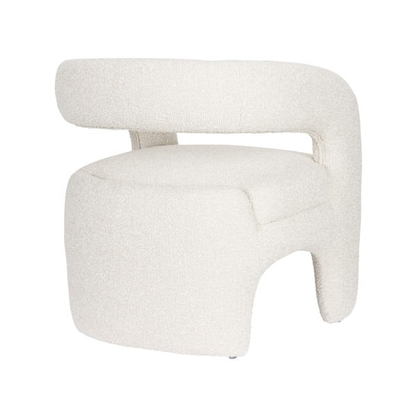 Poltrona bianca con rivestimento in bouclé Nova – White Label-image-4