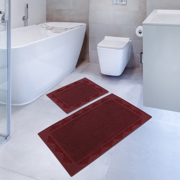 Set di 2 tappetini da bagno in cotone bordeaux Hobby Sapphire - Foutastic-image-1