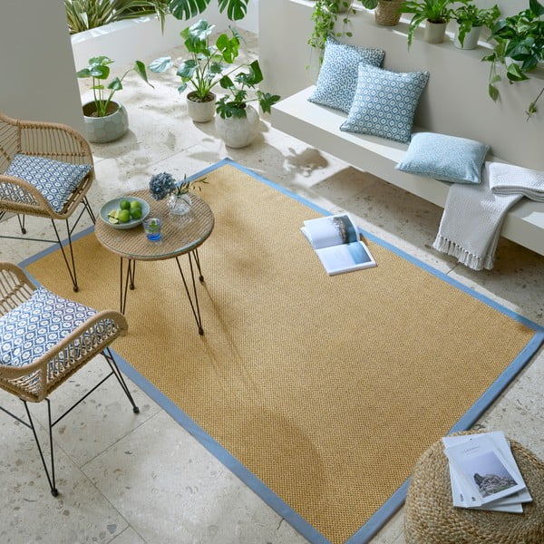 Tappeto da interno e esterno azzurro e marrone chiaro 120x170 cm Sisal Look – Flair Rugs-image-1