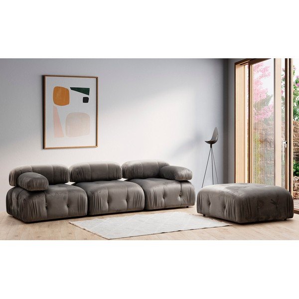Sgabello in velluto grigio scuro Bubble - Artie-image-4