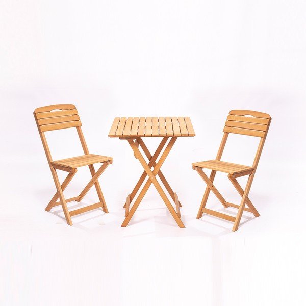 Set da pranzo da giardino in legno di faggio in colore naturale per 2 persone - Floriane Garden