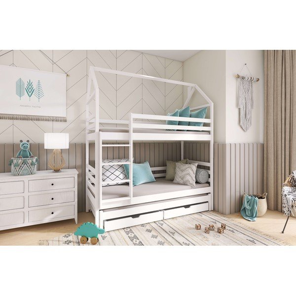 Letto per bambini in legno di pino bianco con contenitore 80x200 cm Dalia - Lano Meble-image-1