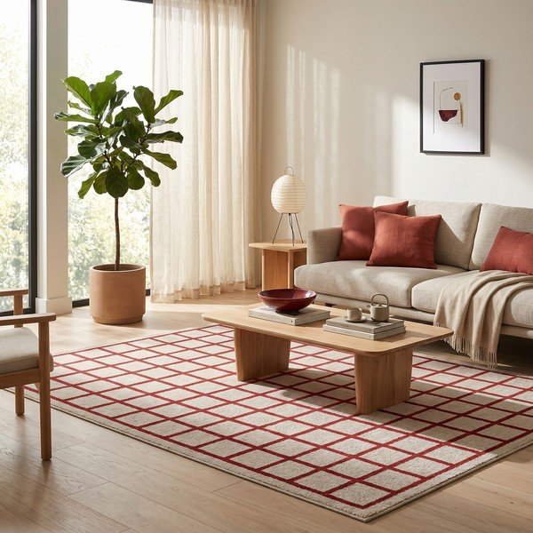 Tappeto rosso/beige 160x230 cm Picnic - ESTE-image-1