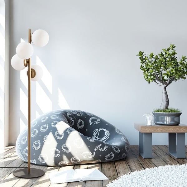 Lampada da terra nera/dorata con paralume in vetro (altezza totale 130 cm) Faze – Opviq lights-image-1