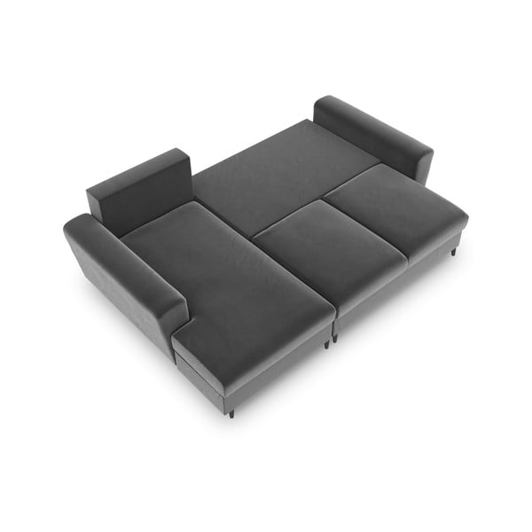 Divano angolare grigio chiaro allungabile e con contenitore (con penisola a sinistra/con chaise lounge) con rivestimento in velluto Kyoto – Cosmopolitan Design-image-2