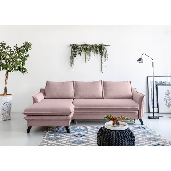 Divano letto angolare rosa cipria, angolo sinistro Charming Charlie - Miuform-image-1