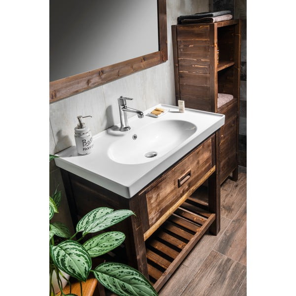Lavabo bianco in ceramica 80x45 cm Brand – Sapho-image-2