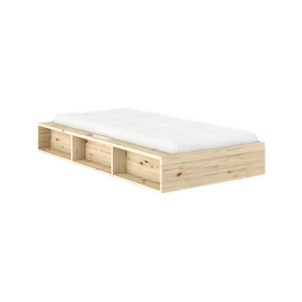 Letto singolo colore naturale chiaro in pino massiccio senza testiera con rete inclusa 90x200 cm Ziggy – Karup-image-1