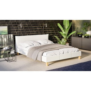 Letto matrimoniale imbottito crema con griglia 160x200 cm Tina - Ropez