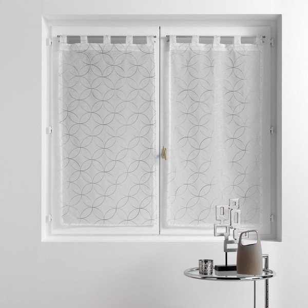 Tende in voile bianco-grigio in set di 2 pezzi 60x90 cm Olympia - douceur d'intérieur-image-2