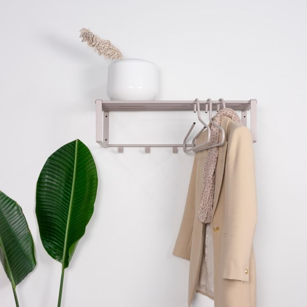Attaccapanni da parete grigio tortora in metallo con scaffale 70 cm Rex – Spinder Design-image-1