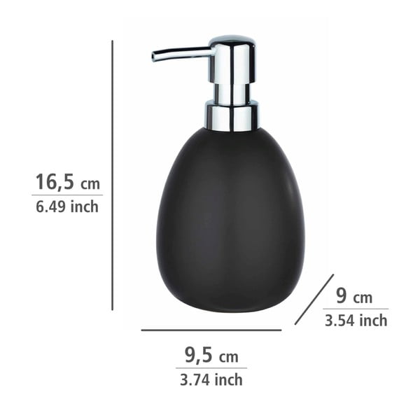 Dispenser di sapone in ceramica nera opaca Polaris - Wenko-image-3
