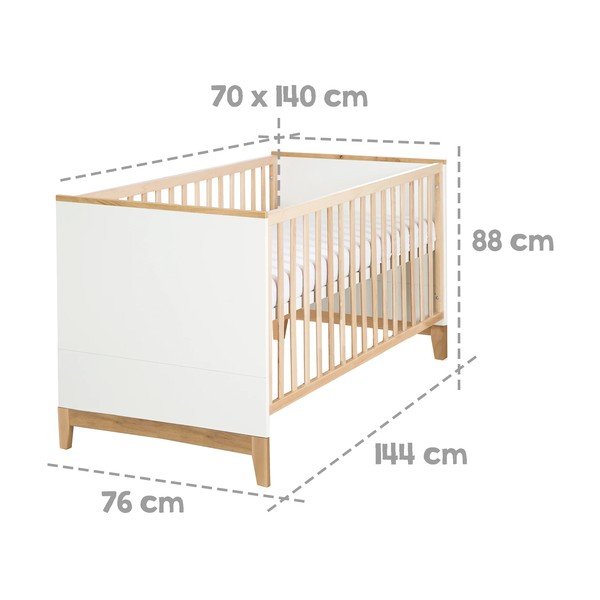 Lettino in legno di faggio bianco e naturale 70x140 cm Finn - Roba-image-4