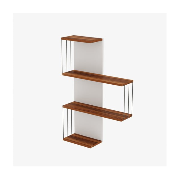 Scaffale a castello in pino decorato in bianco e naturale 64 cm Cambel - Kalune Design-image-2