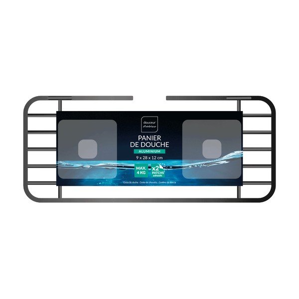 Mensola da bagno senza foratura nera opaca in alluminio Filaire Aluminium – douceur d'intérieur-image-2