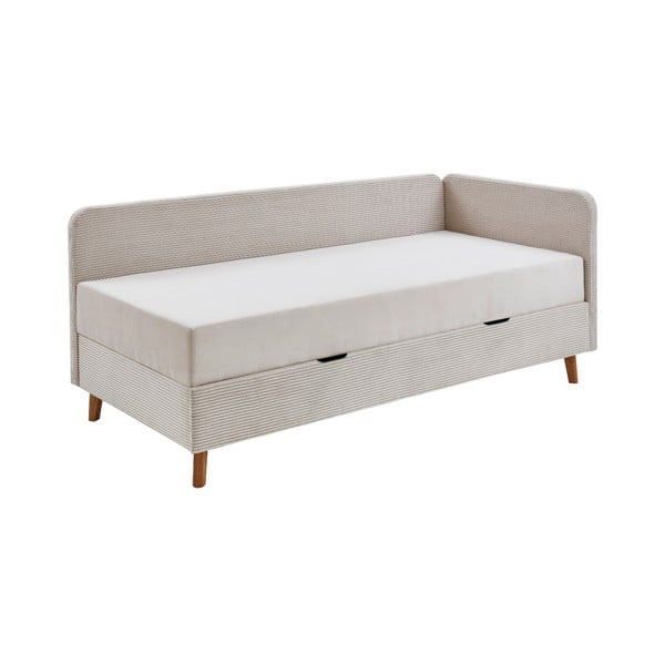 Letto singolo imbottito beige con contenitore con materasso incluso 90x200 cm Cabana – Meise Möbel