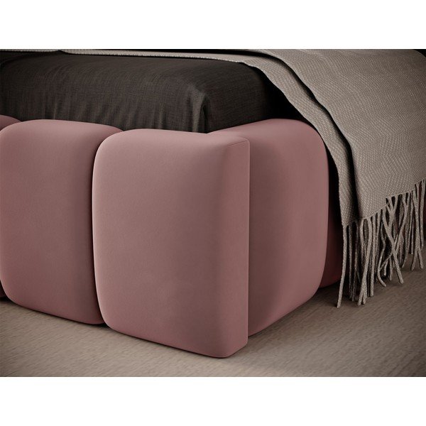 Letto singolo imbottito rosa con contenitore con rete inclusa 90x200 cm Lamica – ELTAP-image-4