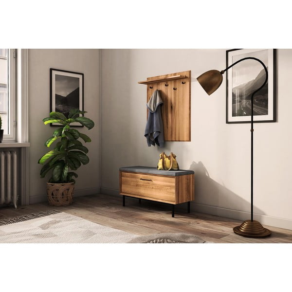 Appendiabiti da parete in legno di quercia in colore naturale con ripiano Abies - The Beds-image-4