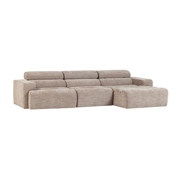 Divano angolare beige reclinabile (con penisola a destra/con chaise lounge) Novi – WOOOD