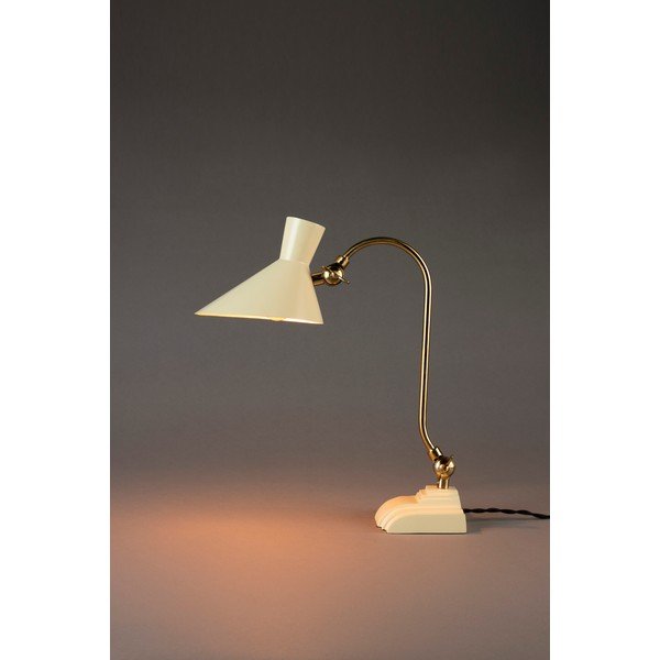 Lampada da tavolo color crema/dorata con paralume in metallo (altezza totale 45 cm) Gaia – Dutchbone-image-1